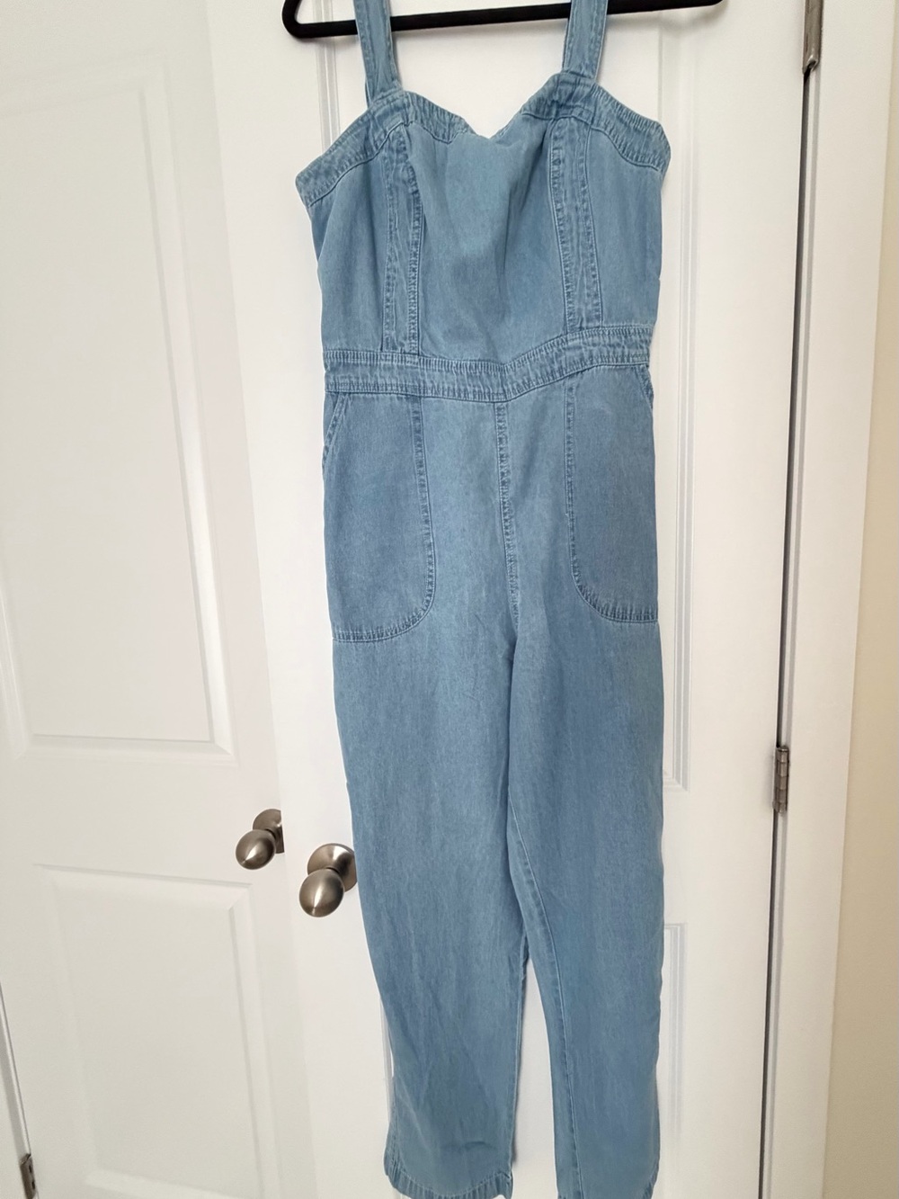 Denim Straight-Leg Jumpsuit- Casual Chick